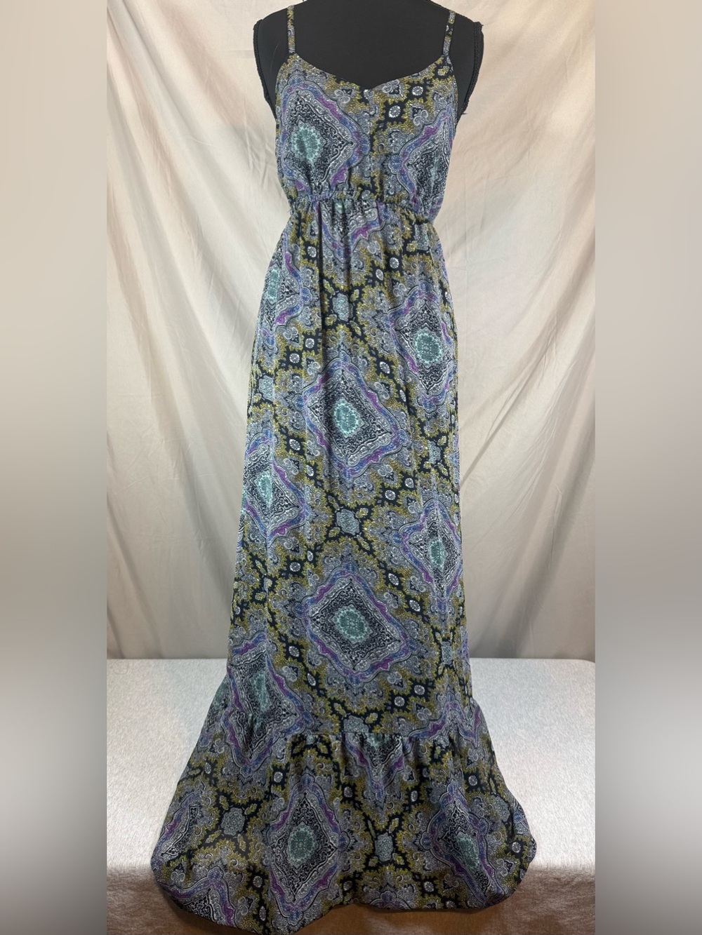 O’Neill Paisley Maxi‎ Dress Lavender & Teal Print- Small